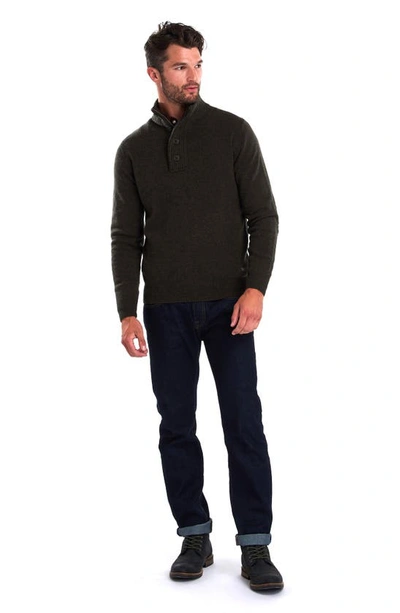 Barbour Patch Wool Quarter Zip Pullover In Seaweed