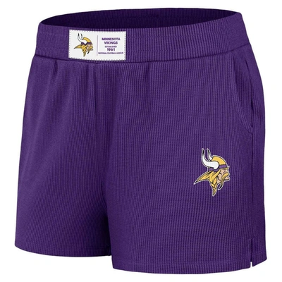 Shop Wear By Erin Andrews Purple Minnesota Vikings Waffle Knit Long Sleeve T-shirt & Shorts Lounge Set