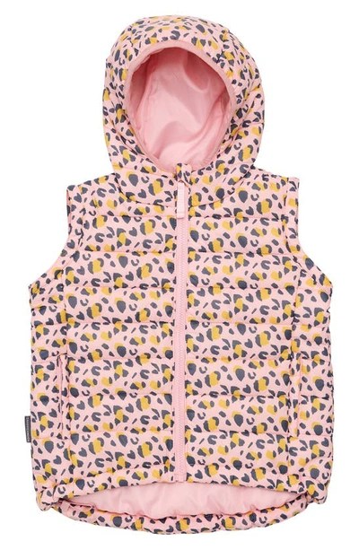 Shop Snapper Rock Kids' Leopard Love Water Repellent 2-in-1 Puffer Jacket In Pink
