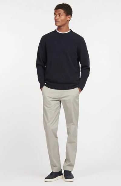 Shop Barbour Essential Patch Wool Crewneck Sweater In Navy