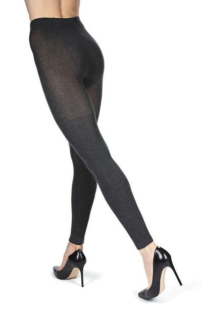 Memoi Footless Sweater Tights In Charcoal