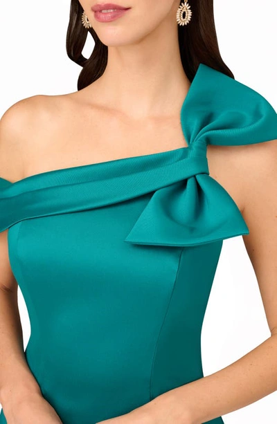 Shop Aidan Mattox By Adrianna Papell One-shoulder Stretch Mikado Sheath Dress In Deep Emerald