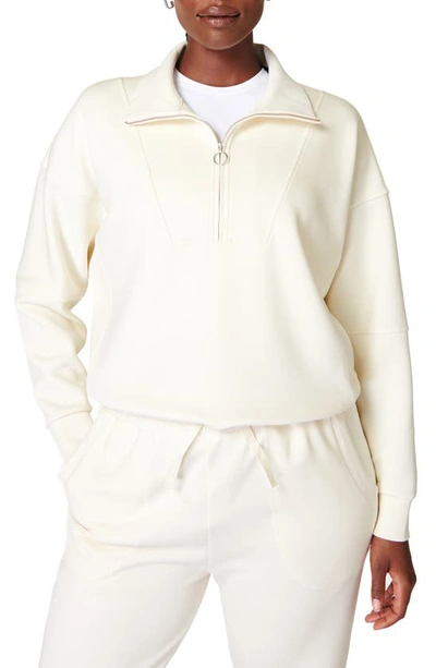 Shop Sweaty Betty Half Zip Fleece Pullover In Studio White