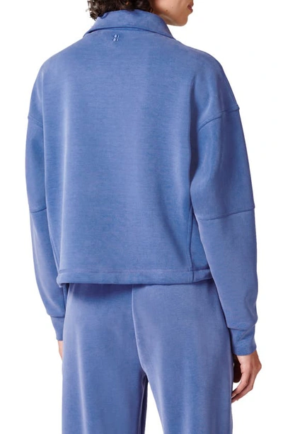 Shop Sweaty Betty Half Zip Fleece Pullover In Lightning Blue