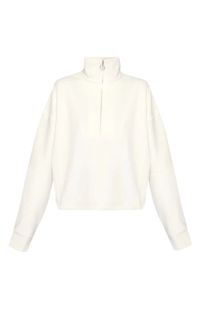 Shop Sweaty Betty Half Zip Fleece Pullover In Studio White