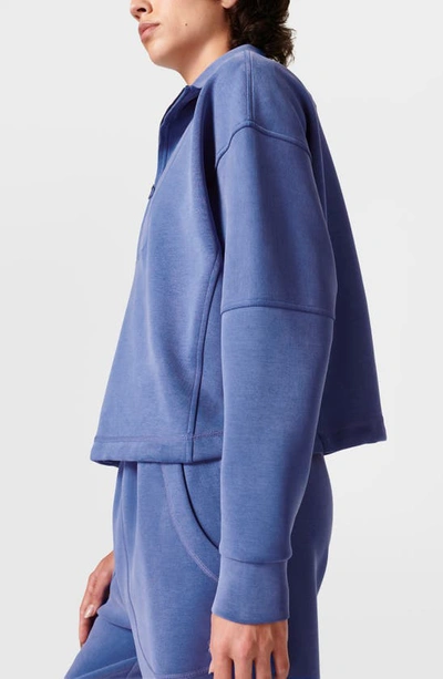 Shop Sweaty Betty Half Zip Fleece Pullover In Lightning Blue