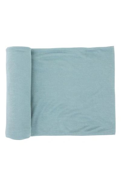 Little Unicorn Stretch Knit Hat & Swaddle Set In Blue