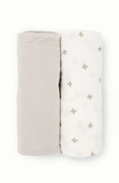 Little Unicorn 2-pack Knit Swaddle In Grey Cross
