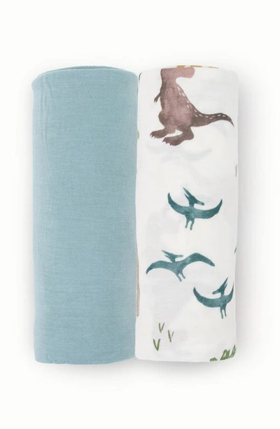 Little Unicorn 2-pack Knit Swaddle In Neutral Dino Friends