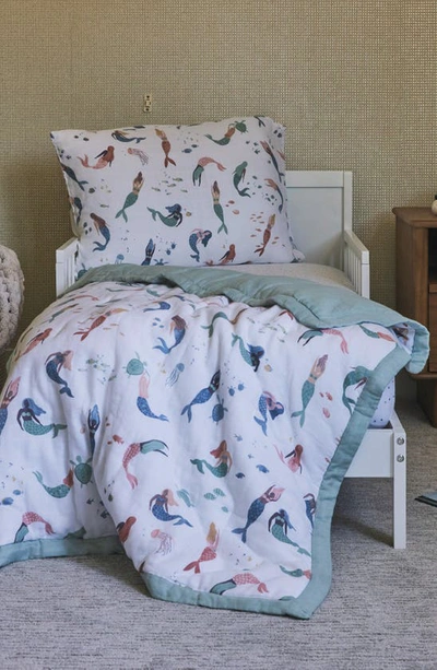 Little Unicorn Cotton Muslin Toddler Comforter In Mermaids