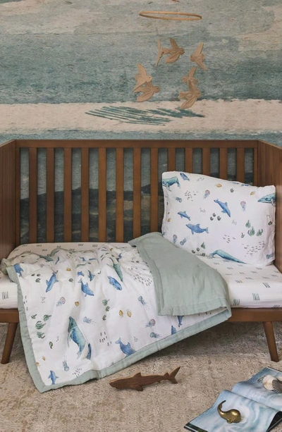 Little Unicorn Cotton Muslin Toddler Comforter In Whales