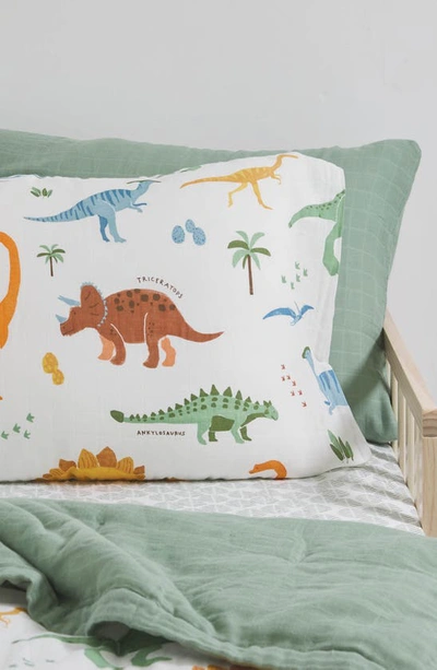 Little Unicorn 2-pack Cotton Muslin Pillowcase In Dino Names