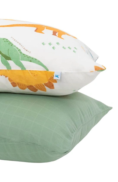 Little Unicorn 2-pack Cotton Muslin Pillowcase In Dino Names