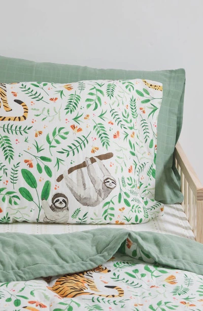 Little Unicorn 2-pack Cotton Muslin Pillowcase In Mighty Jungle