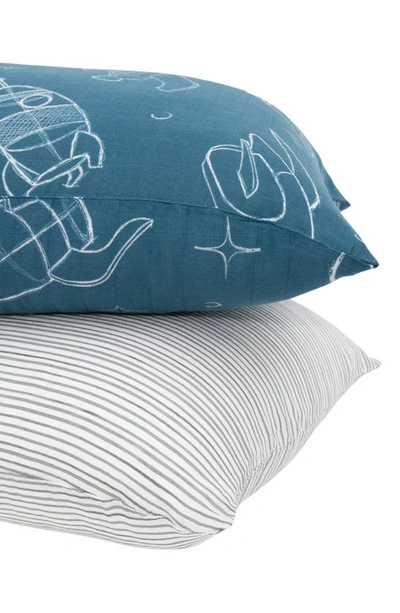 Shop Little Unicorn 2-pack Cotton Muslin Pillowcase In Spaceships