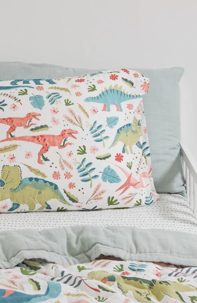 Little Unicorn 2-pack Cotton Muslin Pillowcase In Pink Dinos