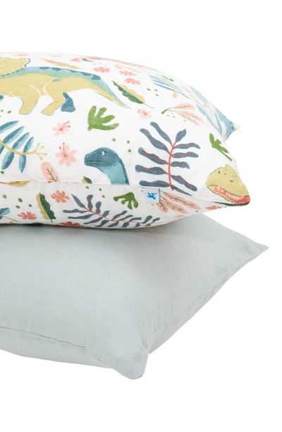 Little Unicorn 2-pack Cotton Muslin Pillowcase In Pink Dinos