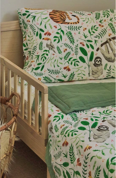Little Unicorn 2-pack Cotton Muslin Pillowcase In Mighty Jungle