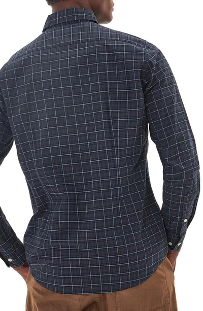 Shop Barbour Lomond Tailored Fit Plaid Stretch Cotton Button-down Shirt In Black Slate