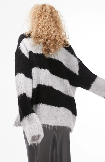 Shop Topshop Stripe Tunic Sweater In Black Multi