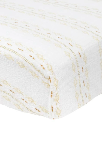 Little Unicorn Cotton Muslin Crib Sheet In Stone Stripe