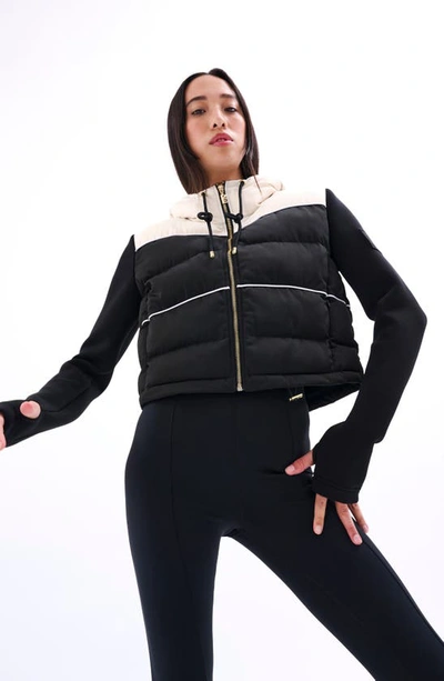 Shop P.e Nation Parallel Mixed Media Puffer Jacket In Black