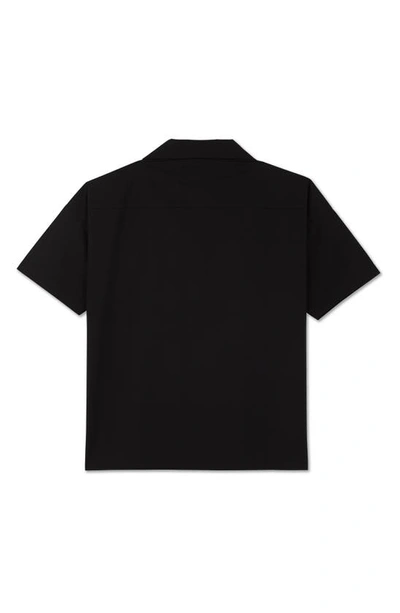 Shop The Rad Black Kids Embroidered Short Sleeve Cotton Camp Shirt