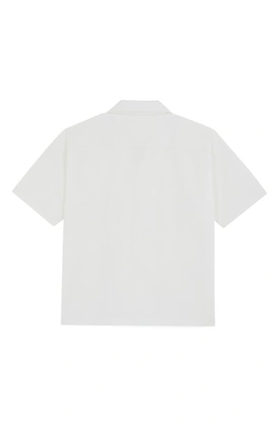 Shop The Rad Black Kids Embroidered Short Sleeve Cotton Camp Shirt In White