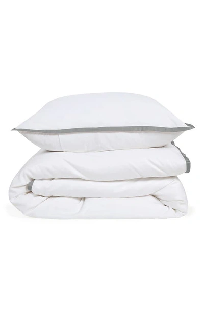 Shop Pom Pom At Home Langston Sateen Duvet Cover & Sham Set In White/ Ocean