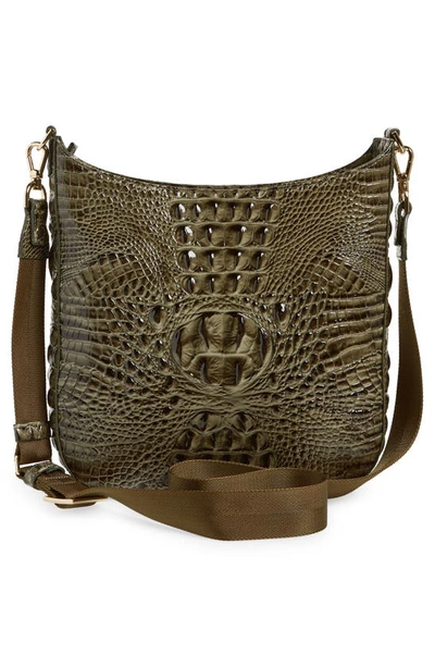 Shop Brahmin Leia Croc Embossed Leather Crossbody Bag In Hunter