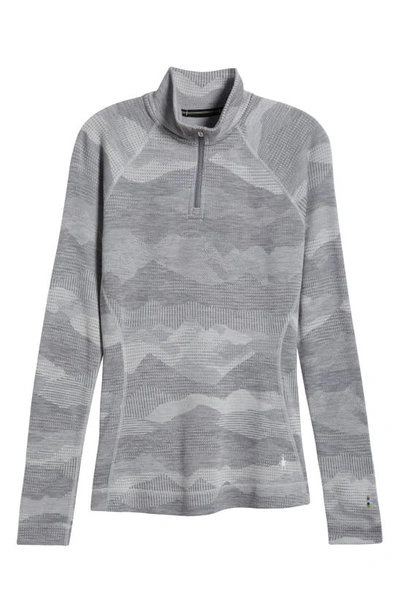 Shop Smartwool Merino Wool Base Layer Thermal Pullover In Light Gray Mountain Scape