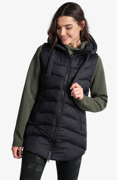 Shop Lole Transition Water Repellent Hooded Quilted Vest In Black Beauty