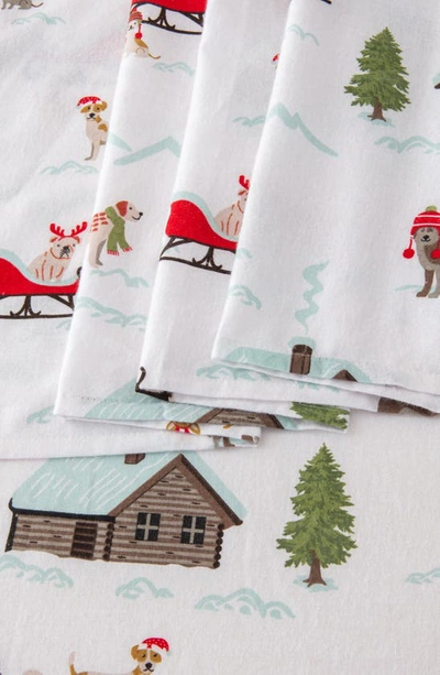 Woven & Weft Holiday Print Turkish Cotton Sheet Set In Pups With Hats