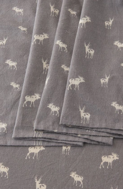 Woven & Weft Turkish Cotton Holiday Print Sheet Set In Grey Moose