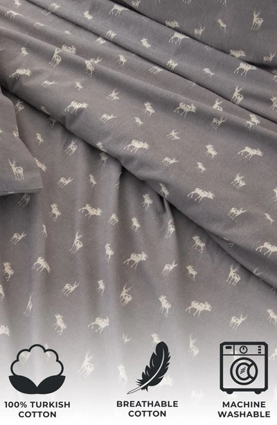 Woven & Weft Turkish Cotton Holiday Print Sheet Set In Grey Moose