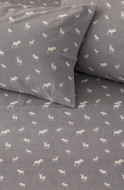 Woven & Weft Turkish Cotton Holiday Print Sheet Set In Grey Moose