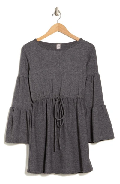 Go Couture Tiered Long Sleeve Minidress In Charcoal