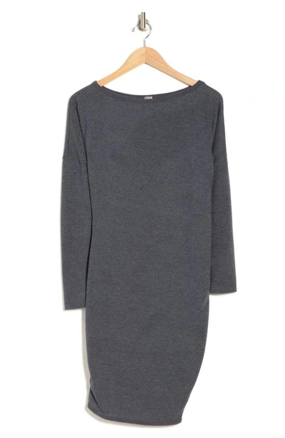 Shop Go Couture One-shoulder Long Sleeve Jersey Dress In Charcoal