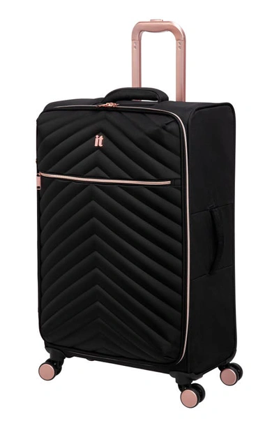 Shop It Luggage Plenitude 27" Chevron Quilt Spinner Suitcase In Black