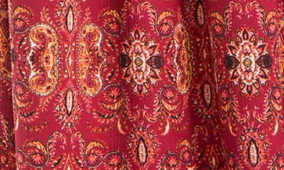 Shop Max Studio Ruffle Collar Print Tiered Maxi Dress In Dark Red