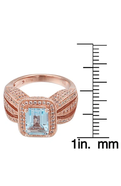 Suzy Levian Sterling Silver 5.25 Tcw Blue Topaz Ring In Rose Gold/ Blue