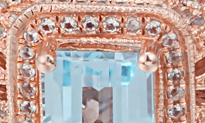 Suzy Levian Sterling Silver 5.25 Tcw Blue Topaz Ring In Rose Gold/ Blue