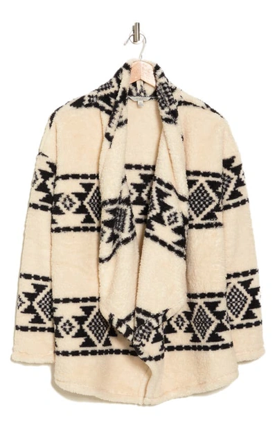 Shop Lucky Brand Geo Print Faux Fur Coat In Natural Multi