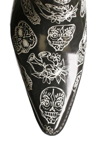 Nomad Yippy Cowboy Waterproof Rain Boot In Black/ White Skulls