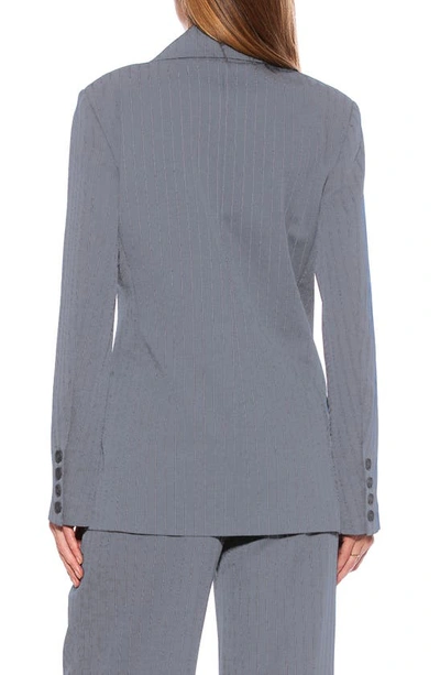 Shop Alexia Admor Indigo Oversize Pinstripe Double Breasted Blazer In Grey Stripe