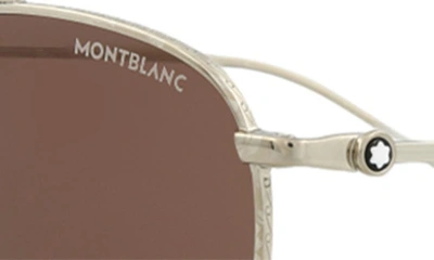 Shop Montblanc 53mm Pilot Sunglasses In Silver Silver Brown