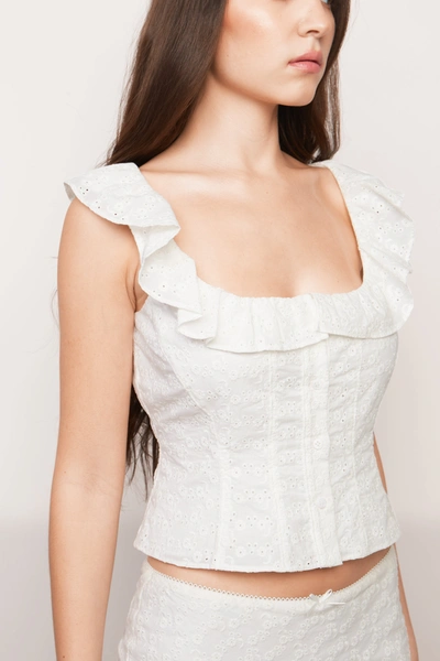 Shop Danielle Guizio Ny Paloma Lace Top In Eyelet In White