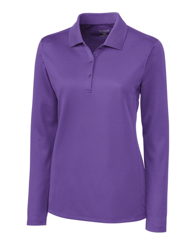 Shop Clique L/s Ice Lady Pique Polo Shirt In Purple