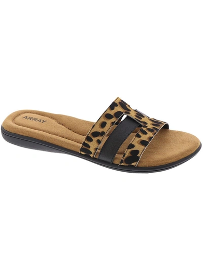 Shop Array Sarasota Womens Leather Slip On Slide Sandals In Brown