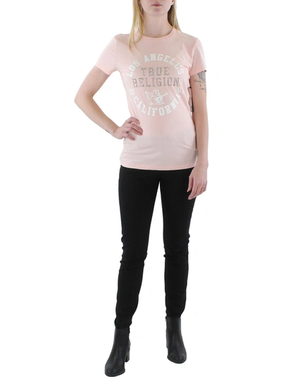 Shop True Religion Crystalo Tr Live Womens Cotton Embellished T-shirt In Pink